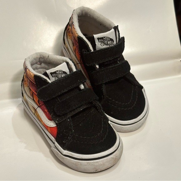 Vans Off The Wall Kids High-Top Sneakers - Black and Orange. Sz 7. Pre-owned. - Picture 4 of 7